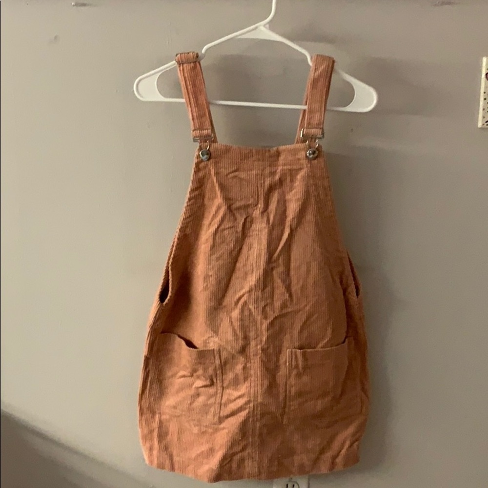 Forever 21 blush colored corduroy overall dress